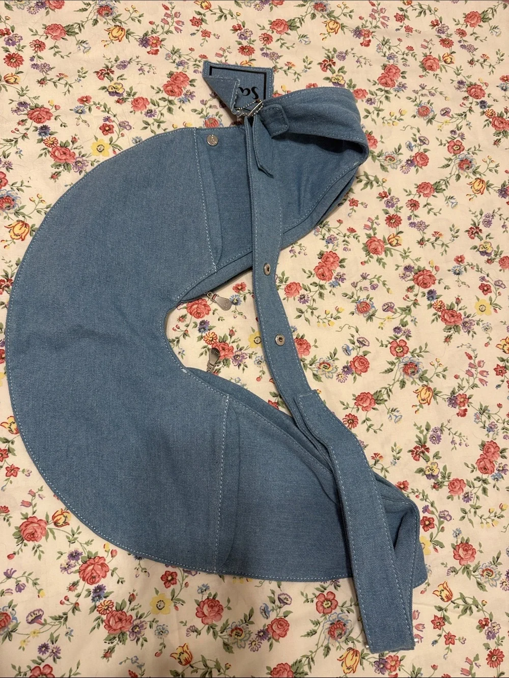 SASH Denim-Style sling Crescent Shoulder Bag in Blue